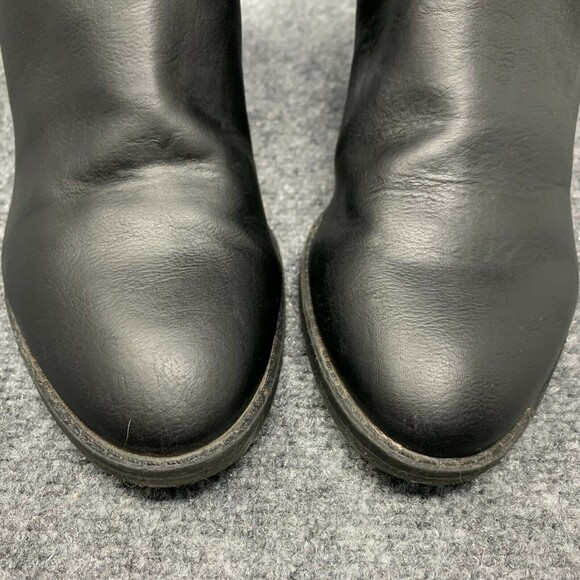 Universal Threads Black Faux Leather Shoe Bootie Block Heel Double Zip Size 9.5 - Picture 6 of 12
